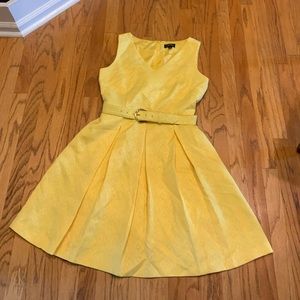 Bright Yellow Tahari Midi Aline Dress